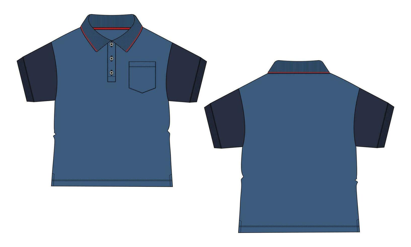 corto manga con bolsillo vector ilustración polo camisa modelo para bebé Niños