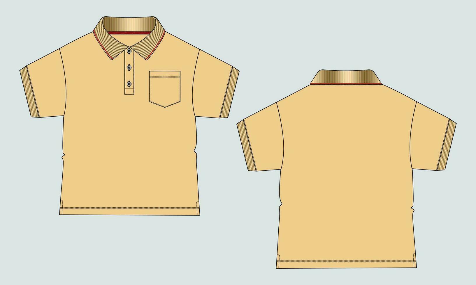 Short sleeve with pocket vector illustration polo shirt template for baby boys