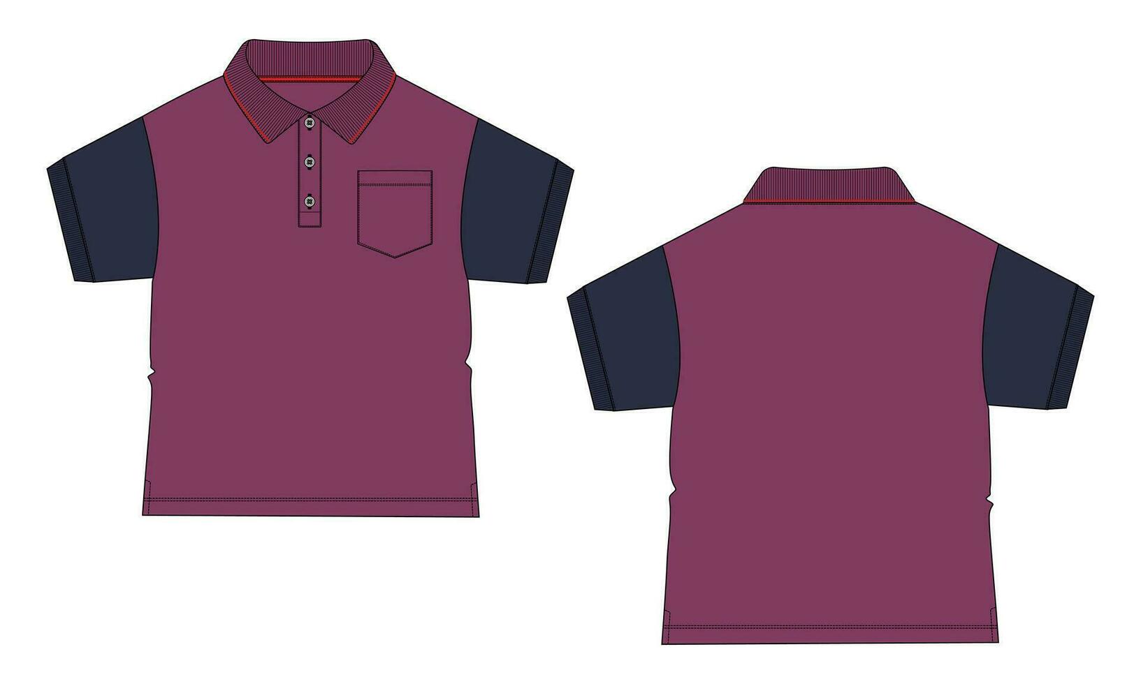 Short sleeve with pocket vector illustration polo shirt template for baby boys