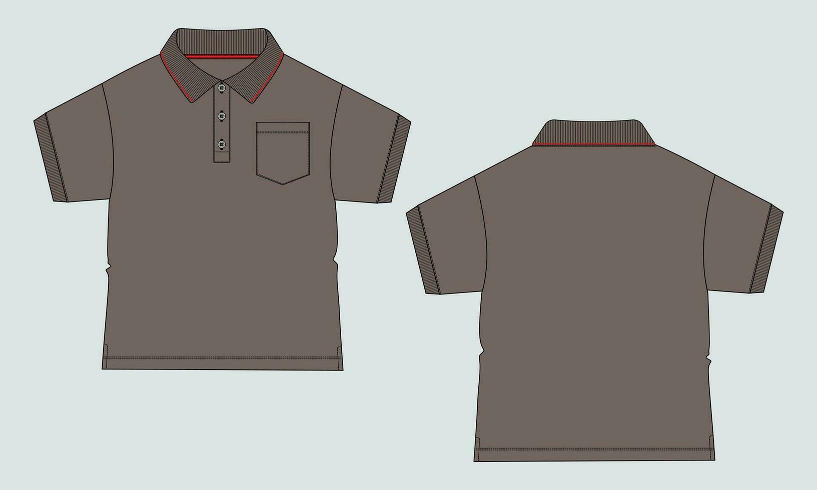 corto manga con bolsillo vector ilustración polo camisa modelo para bebé Niños