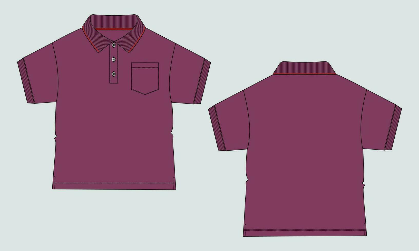 corto manga con bolsillo vector ilustración polo camisa modelo para bebé Niños