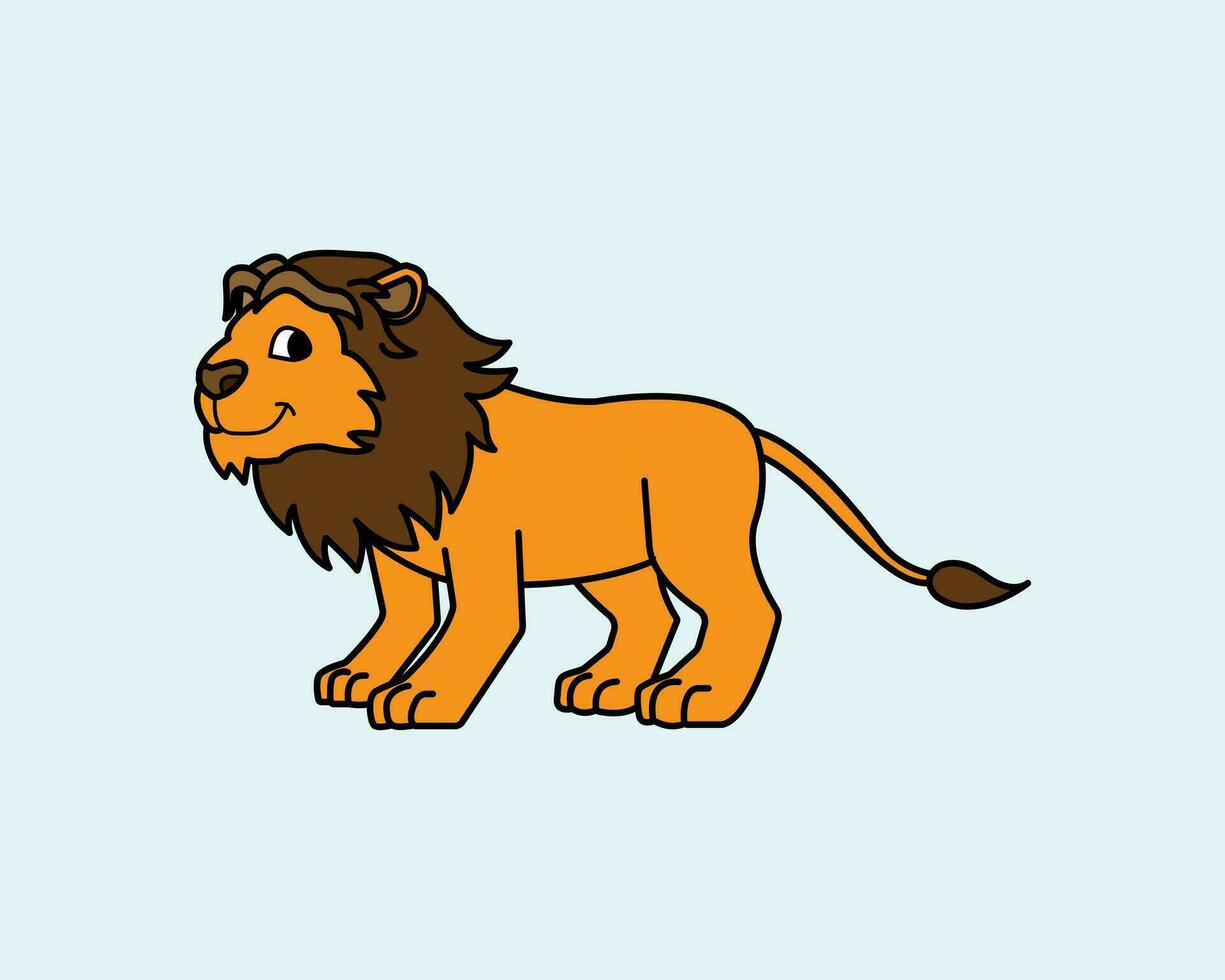 Cartoon Lion icon illustration template for many purpose. Drawing lesson for children. Vector illustration