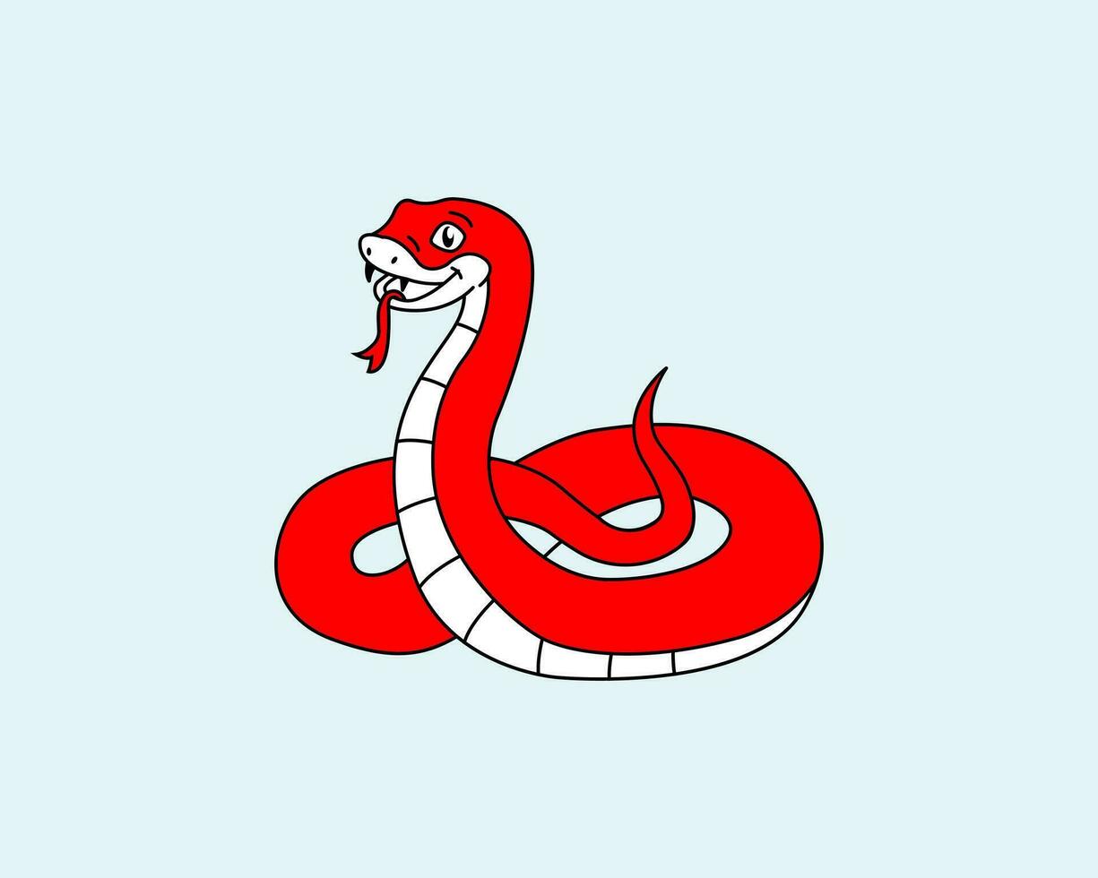 Cartoon Snake icon illustration template for many purpose. Drawing lesson for children. Vector illustration