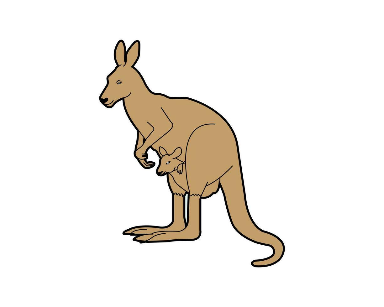 Cartoon Kangaroo icon illustration template for many purpose. Drawing lesson for children. Vector illustration