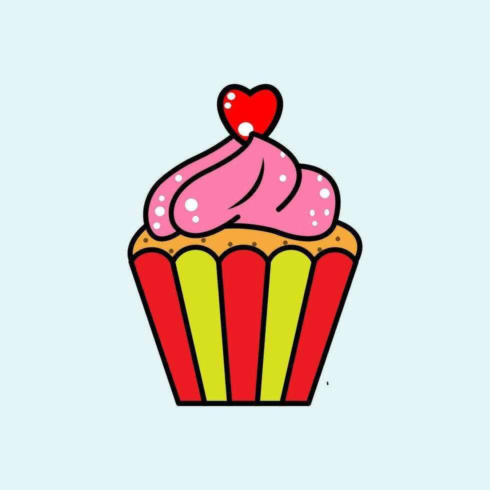 Cute Cake vector illustration template for Coloring book. Drawing lesson for children