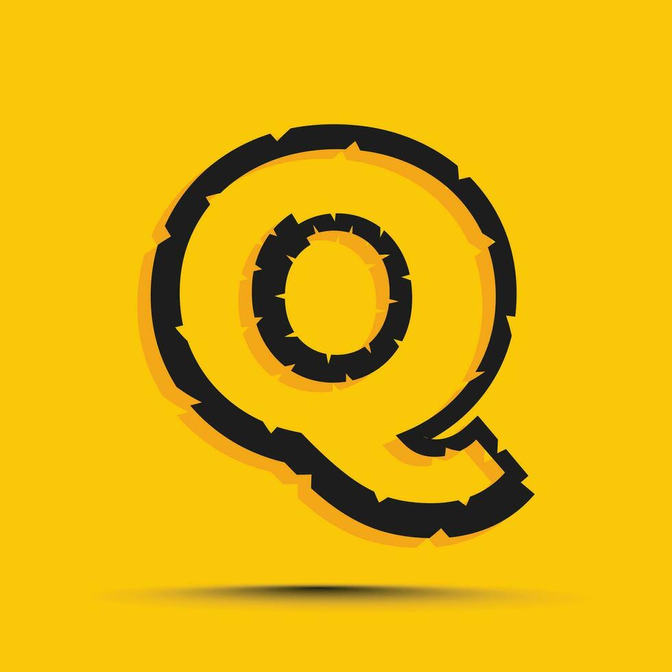 Yellow trendy alphabet letter q logo design template vector