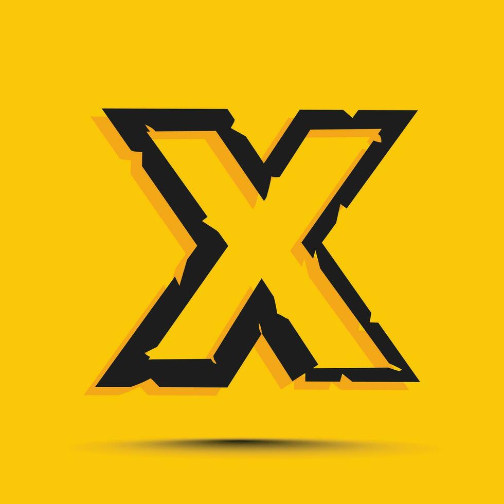 Yellow trendy alphabet letter x logo design template vector