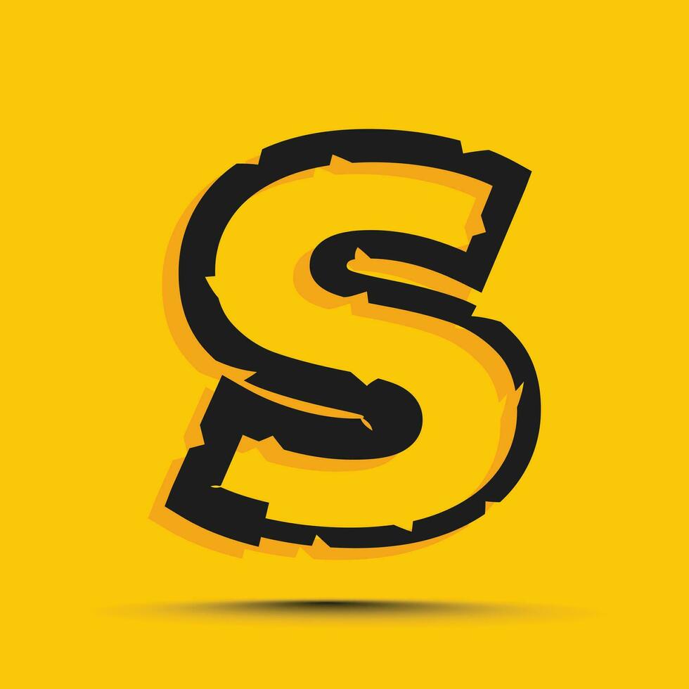 Yellow trendy alphabet letter s logo design template vector