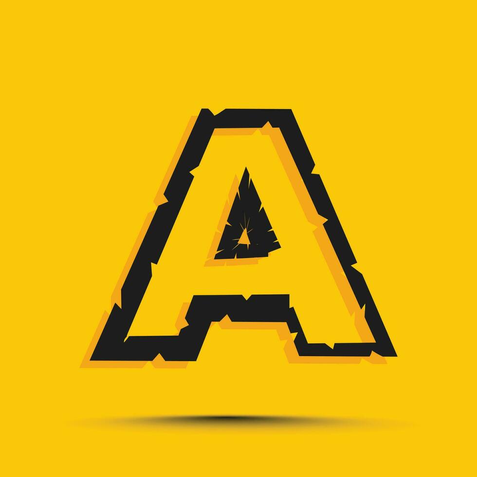 Yellow trendy alphabet letter a logo design template vector