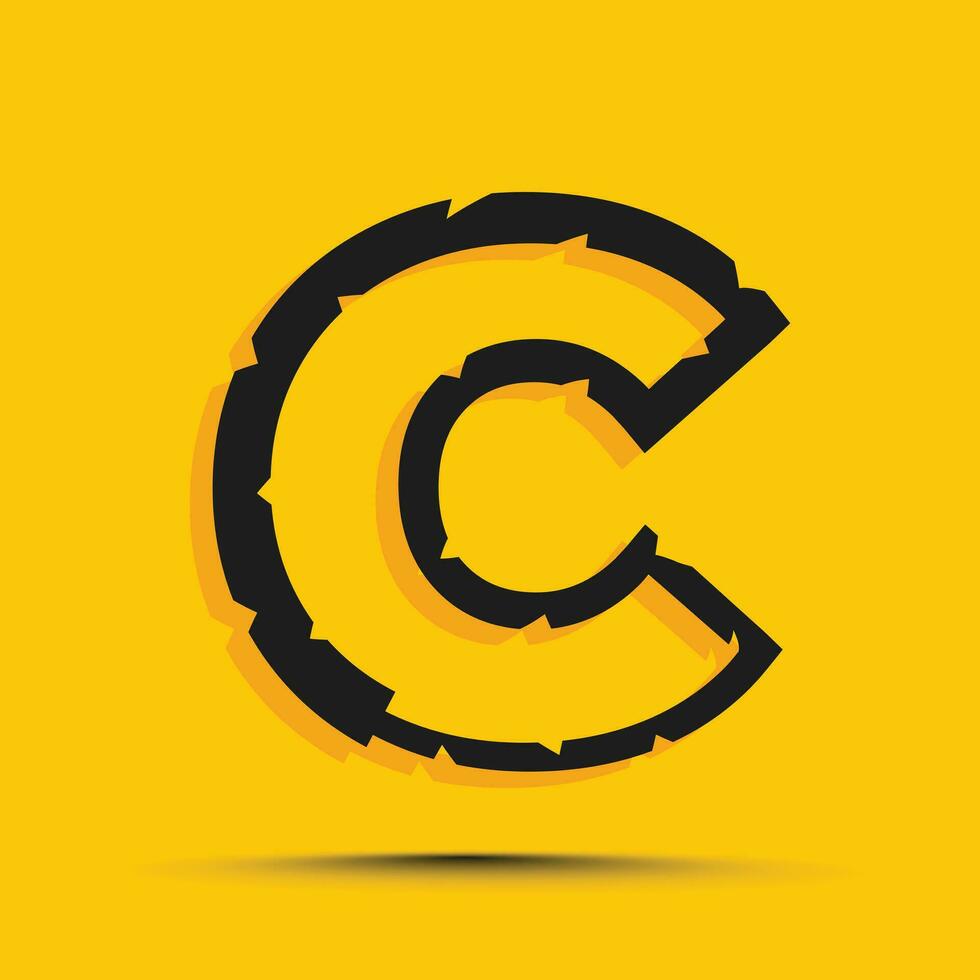 Yellow trendy alphabet letter c logo design template vector