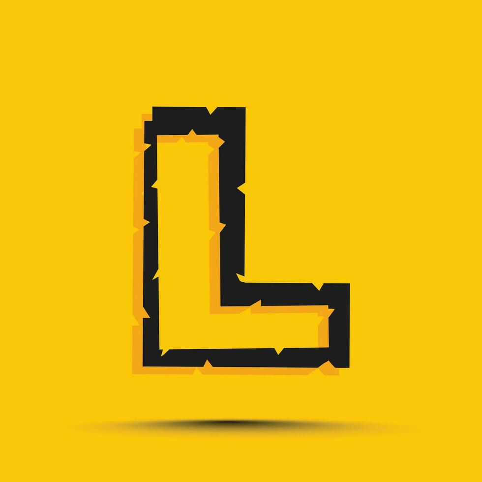 Yellow trendy alphabet letter l logo design template vector