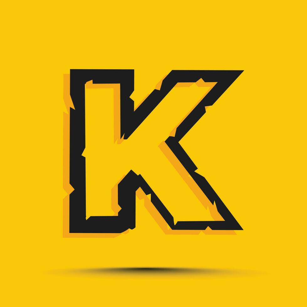 Yellow trendy alphabet letter k logo design template vector