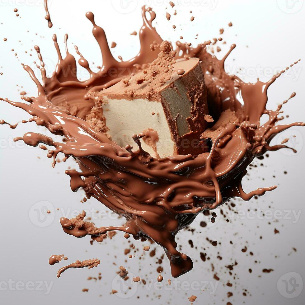 Chocolate flavored ice cream on a white background 27918396 Stock Photo