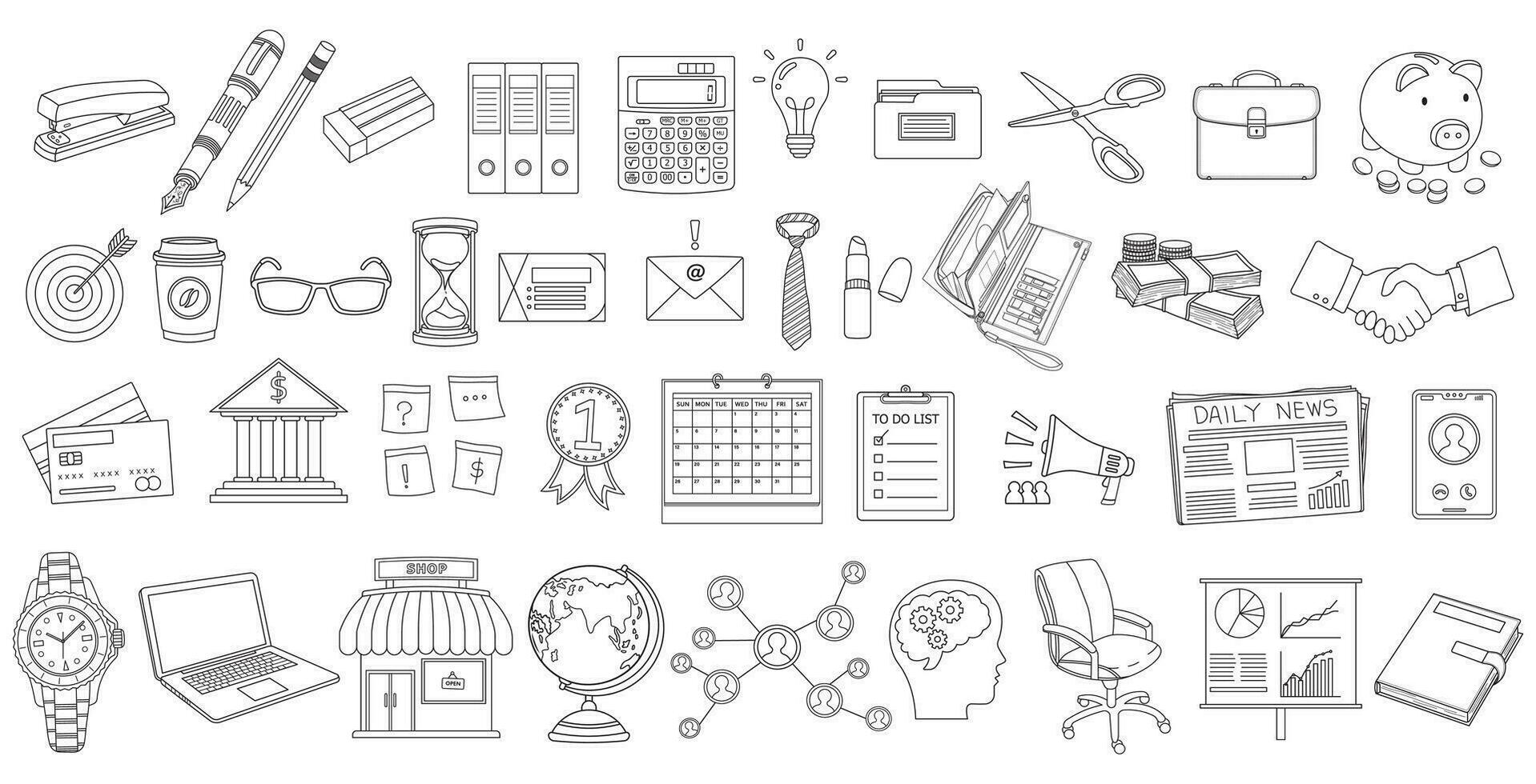 Hand drawn Stock Illustration of business accessories and