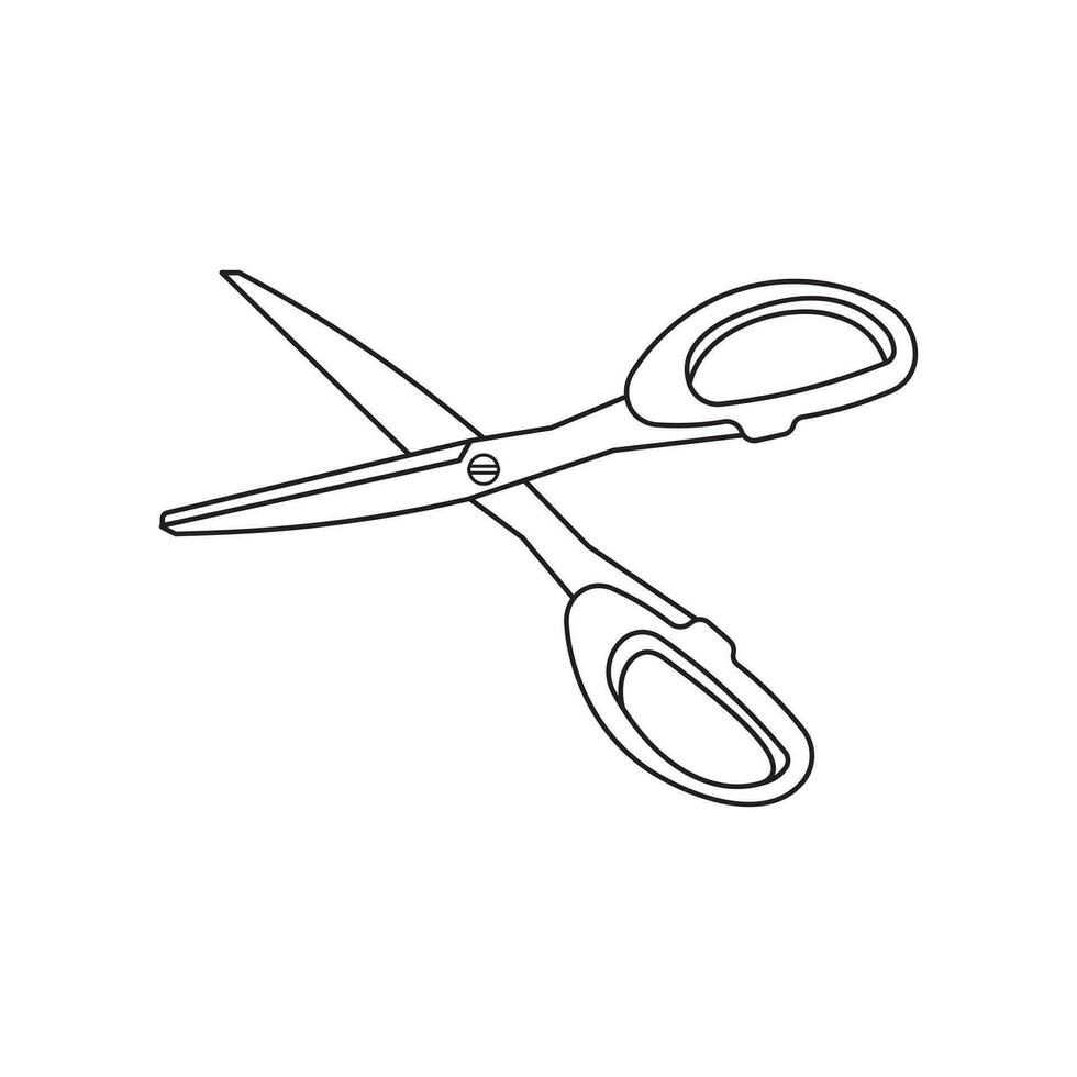 Hand drawn Kids drawing Cartoon Vector illustration scissors icon Isolated on White Background