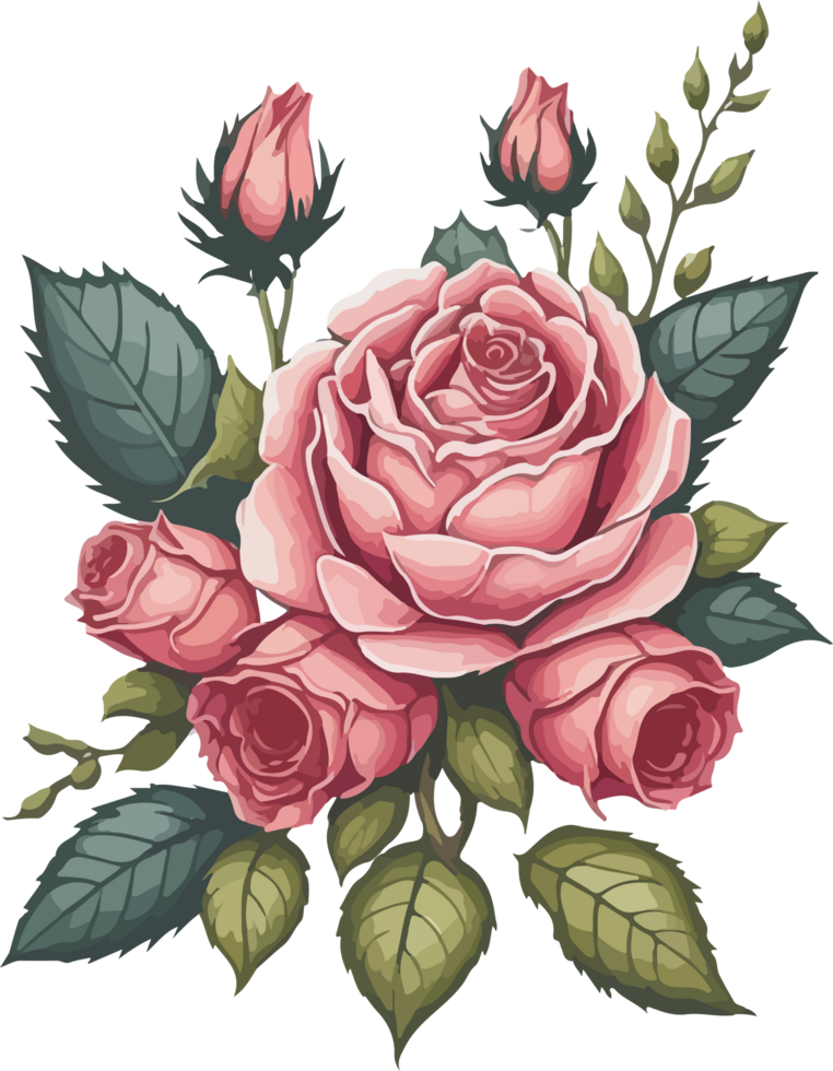 A Rose Flower Clipart Ornament with AI Generative png