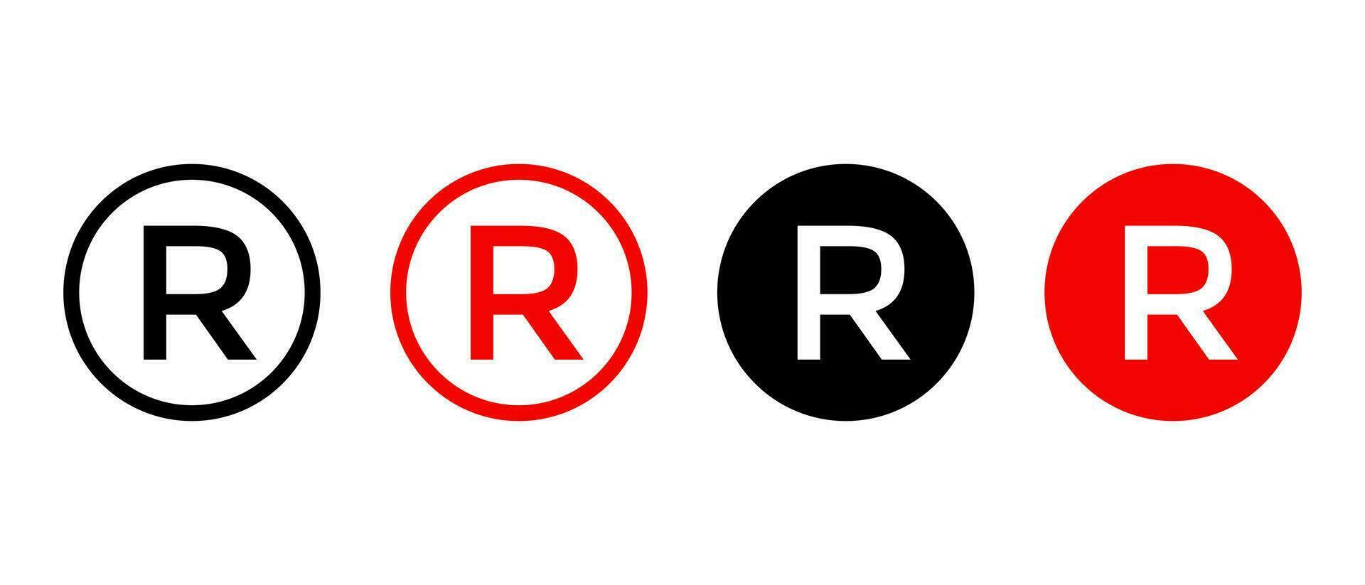 Registered trademark icon vector in flat style. R alphabet sign symbol