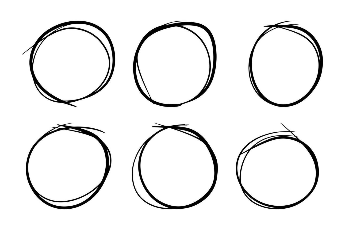 super conjunto de líneas de círculos boceto dibujado a mano. círculos de garabatos para elementos de diseño vector