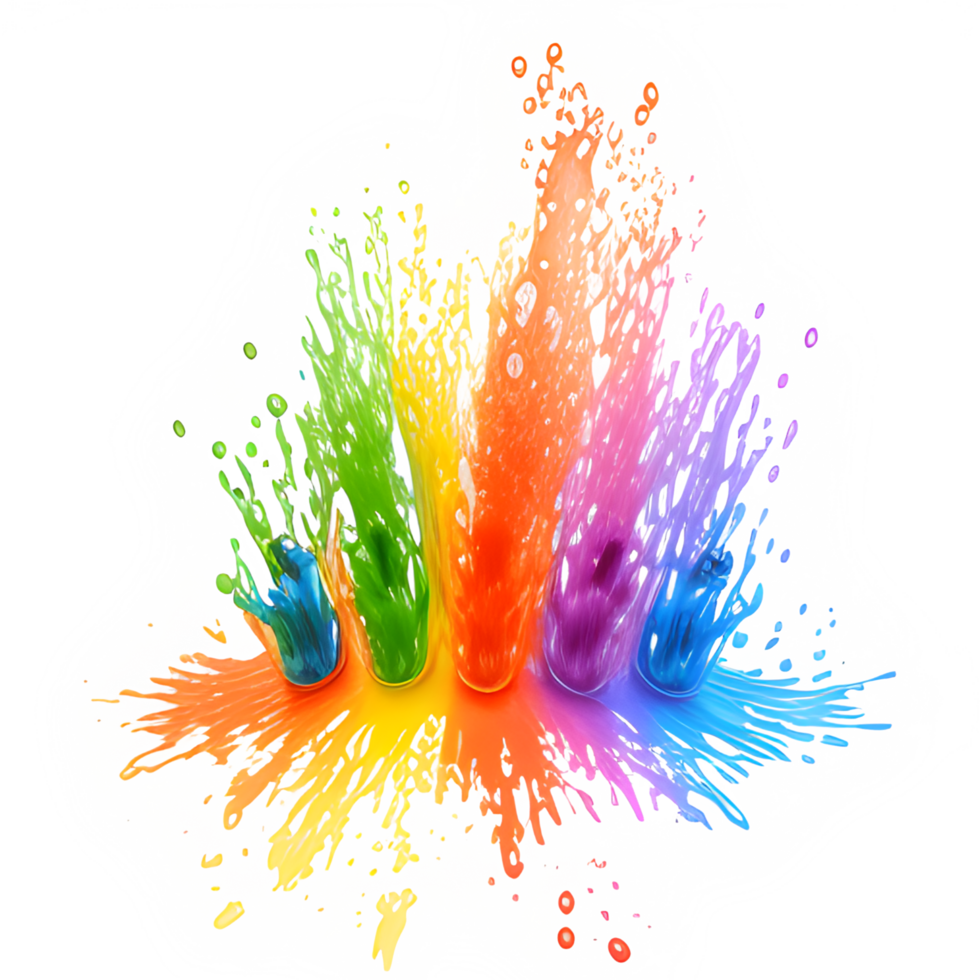 Colorful Splashes Transparent Ai Generative Background png