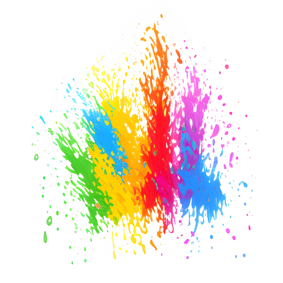 Colorful Splashes Transparent Ai Generative Background png