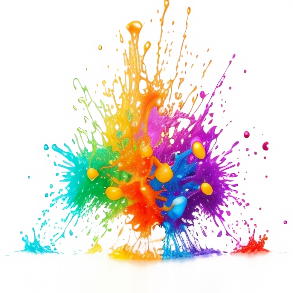 Colorful Splashes Transparent Ai Generative Background png