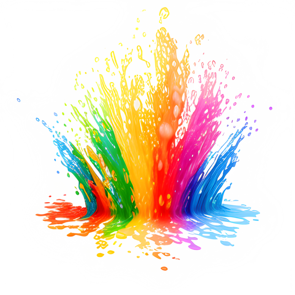 Colorful Splashes Transparent Ai Generative Background png