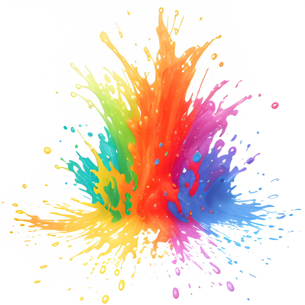 Colorful Splashes Transparent Ai Generative Background png