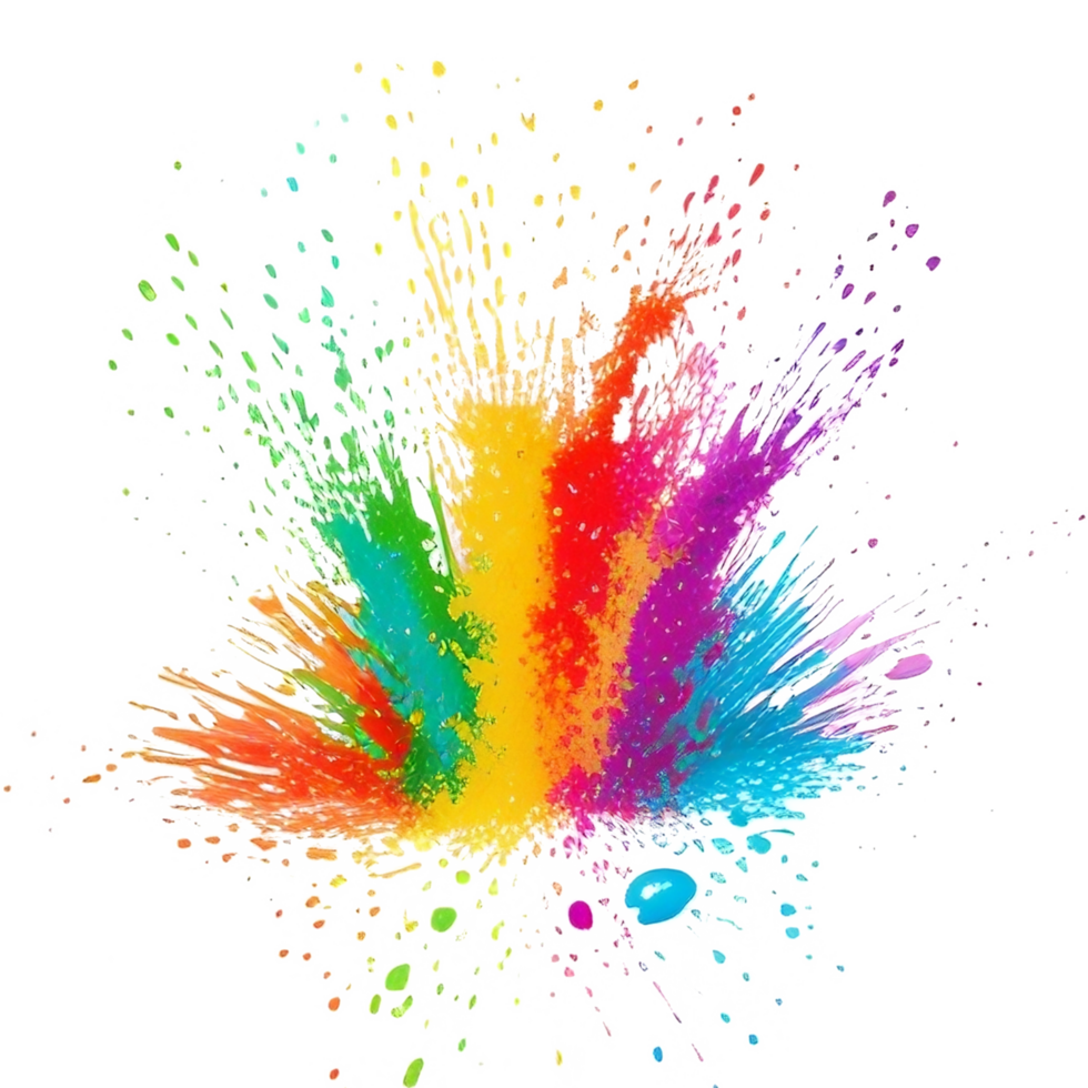 Colorful Splashes Transparent Ai Generative Background png