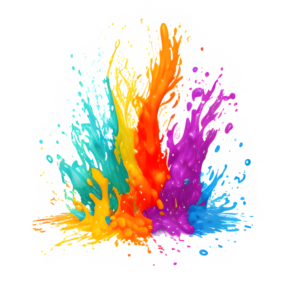 Colorful Splashes Transparent Ai Generative Background png