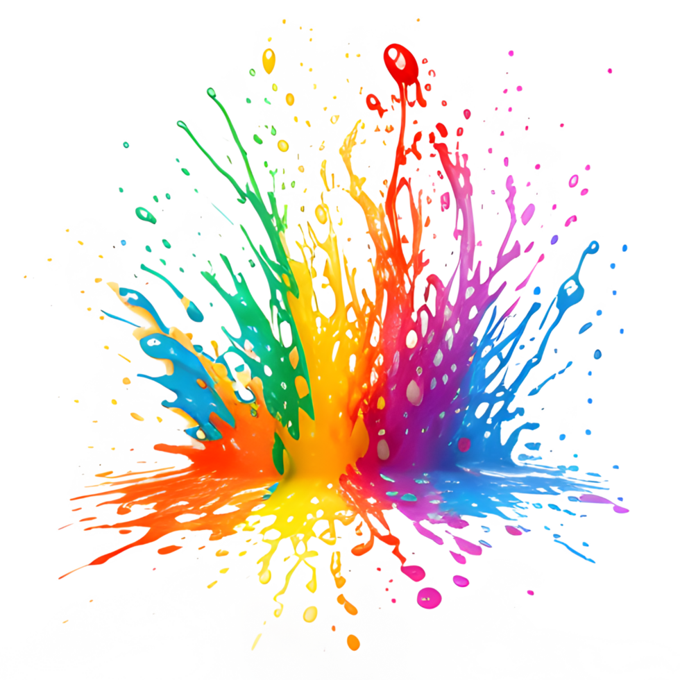 Colorful Splashes Transparent Ai Generative Background png