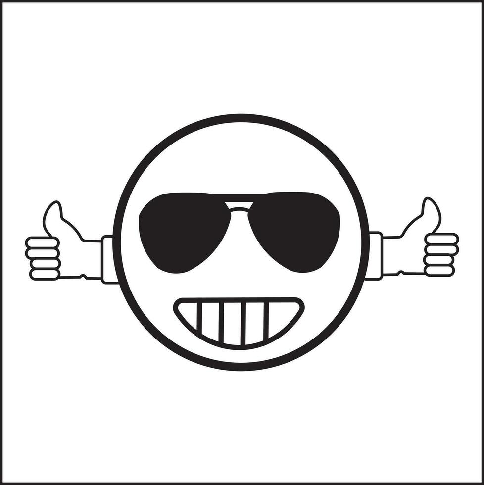 emoticon vector illustration design with big smile expression and wearing glasses. suitable for logos, icons, posters, t-shirt designs, stickers, concepts, companies, web, advertisements.