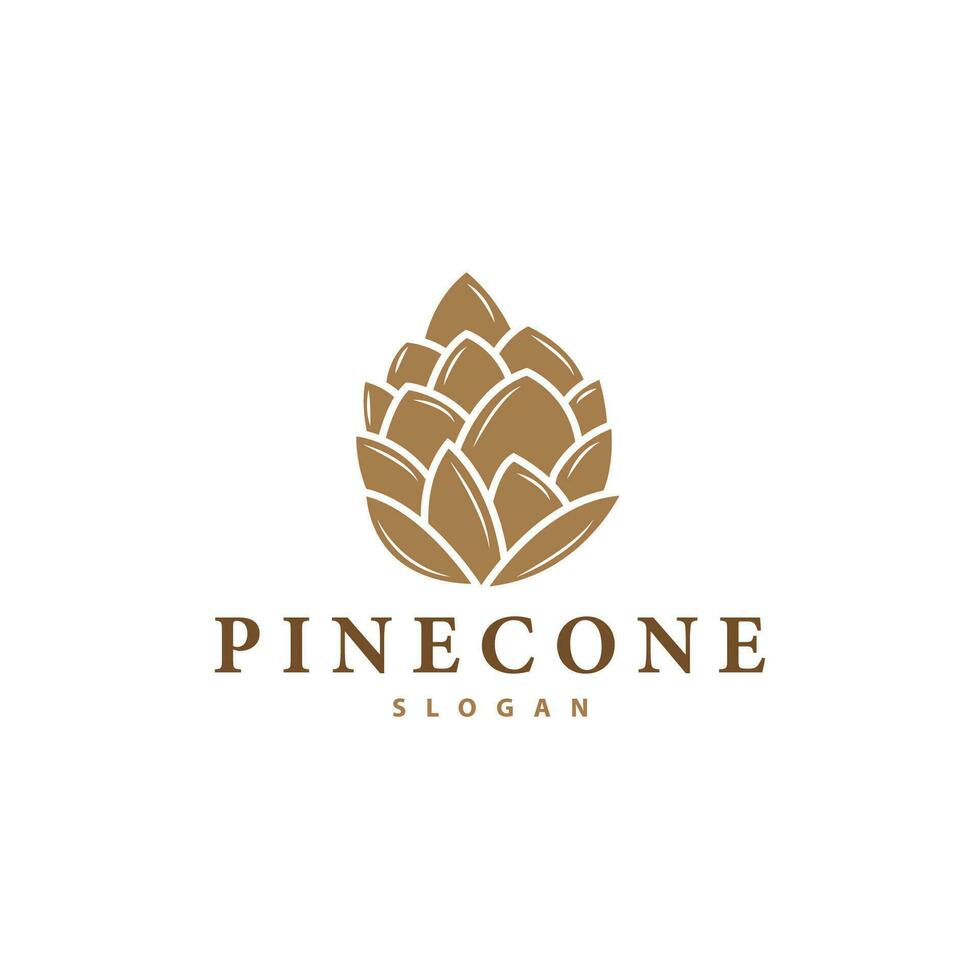 Pinecone Logo, Simple Minimalist Design Pine Tree Plant Template Vector Illustration