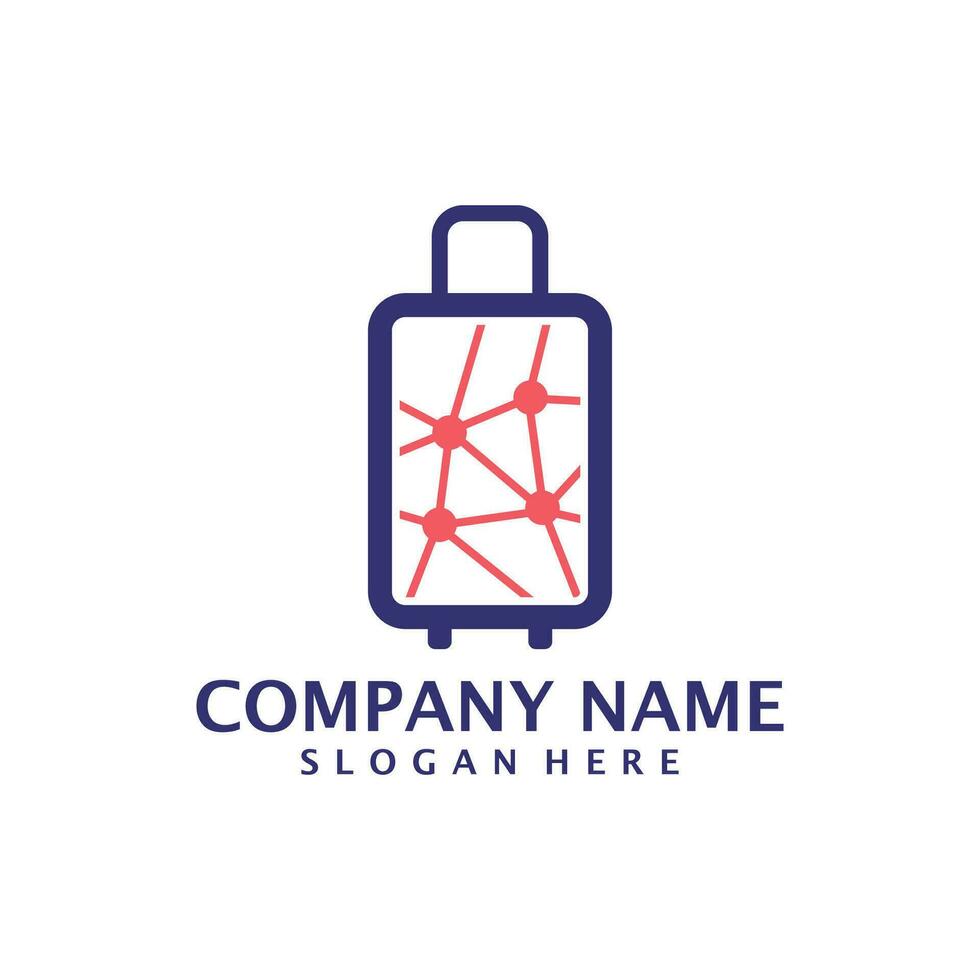 Tech Suitcase logo design vector. Suitcase logo design template concept vector