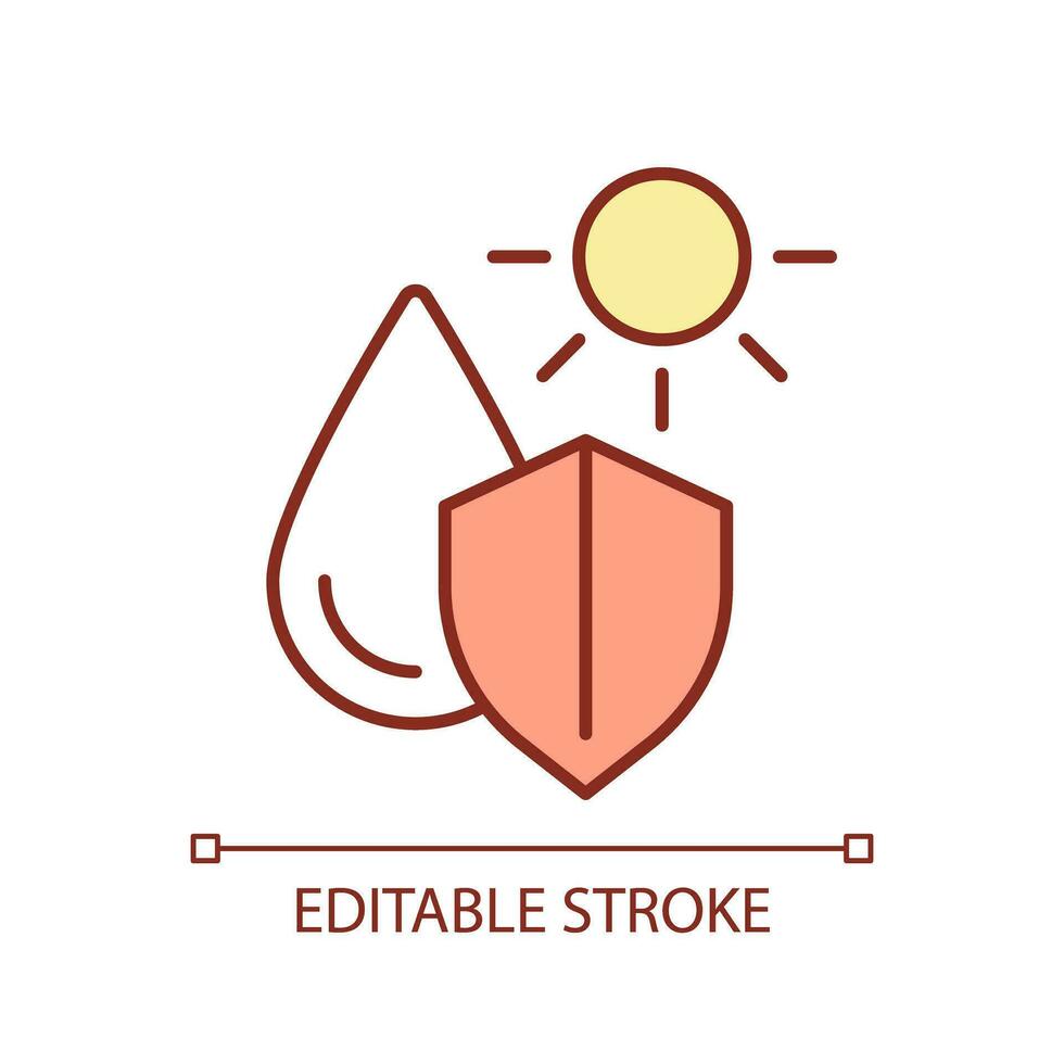 Editable water management icon representing heatflation, isolated vector, linear illustration of solutions to global warming. vector