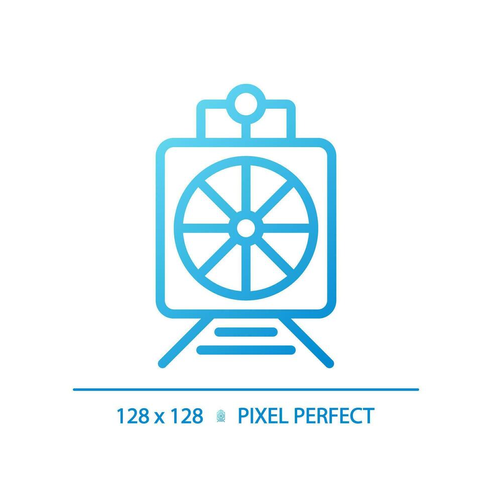 Rotary snow plow pixel perfect gradient linear vector icon. Steam train. Railroad maintenance. Heavy machine. Thin line color symbol. Modern style pictogram. Vector isolated outline drawing