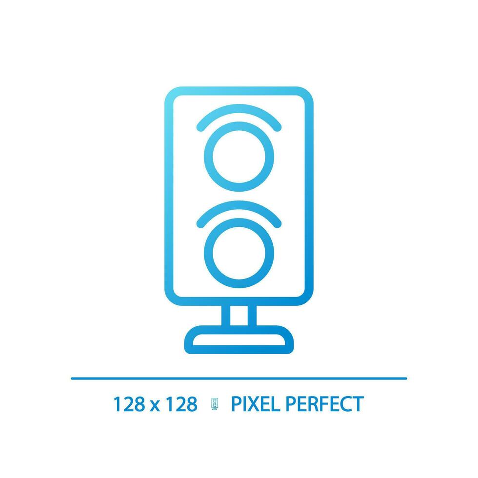 Railway signalling pixel perfect gradient linear vector icon. Traffic light system. Railroad semaphore. Thin line color symbol. Modern style pictogram. Vector isolated outline drawing