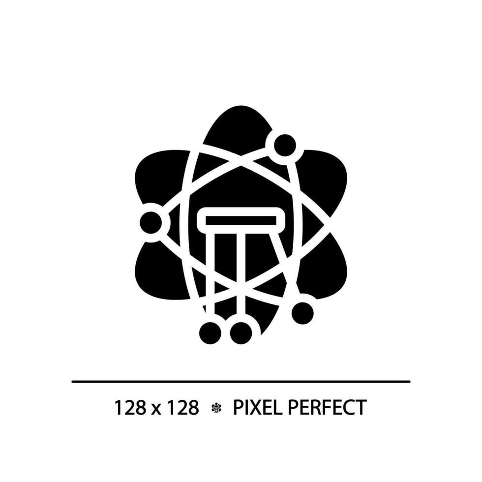 STEM in physics pixel perfect black glyph icon. Subject learning with interest. Student motivation. Education. Silhouette symbol on white space. Solid pictogram. Vector isolated illustration