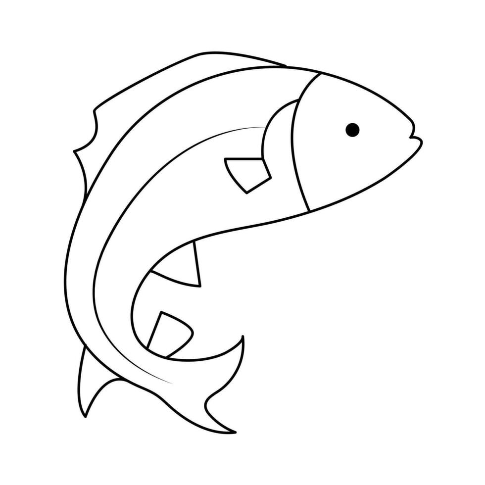 Continuous One line drawing of big fish and single line vector art illustration