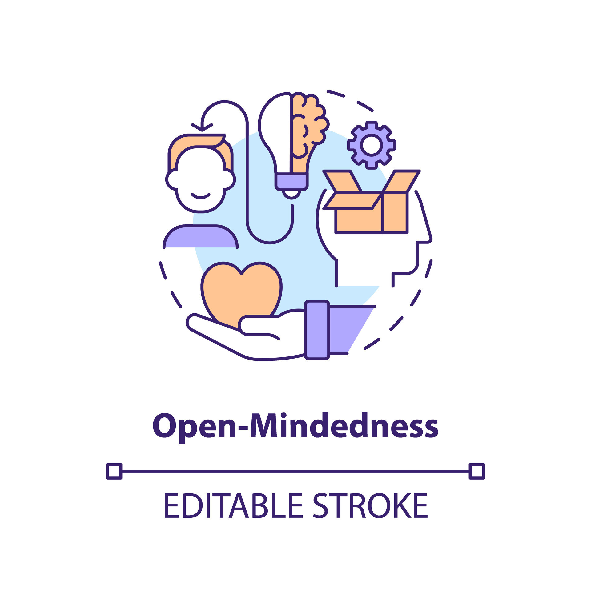 Open mindedness concept icon. Different perspective. Drive change. Cultural awareness. Embracing