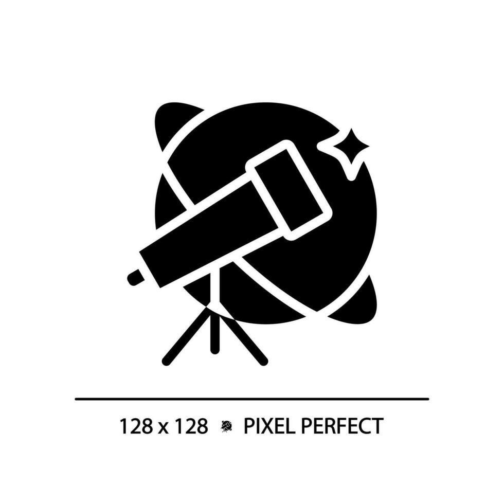 Astronomy and STEM pixel perfect black glyph icon. Alternative way to study celestial bodies. Education course. Silhouette symbol on white space. Solid pictogram. Vector isolated illustration