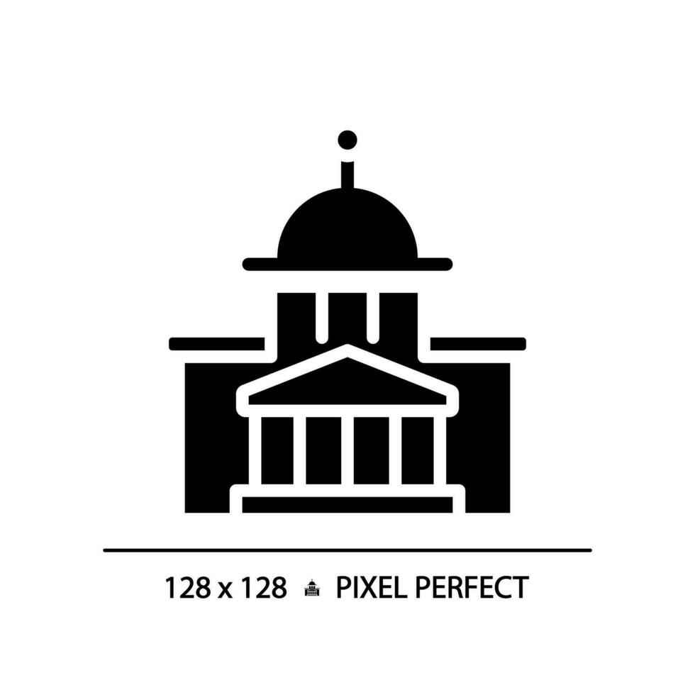 2d píxel Perfecto plano diseño glifo estilo icono de gobierno edificio, aislado símbolo. vector