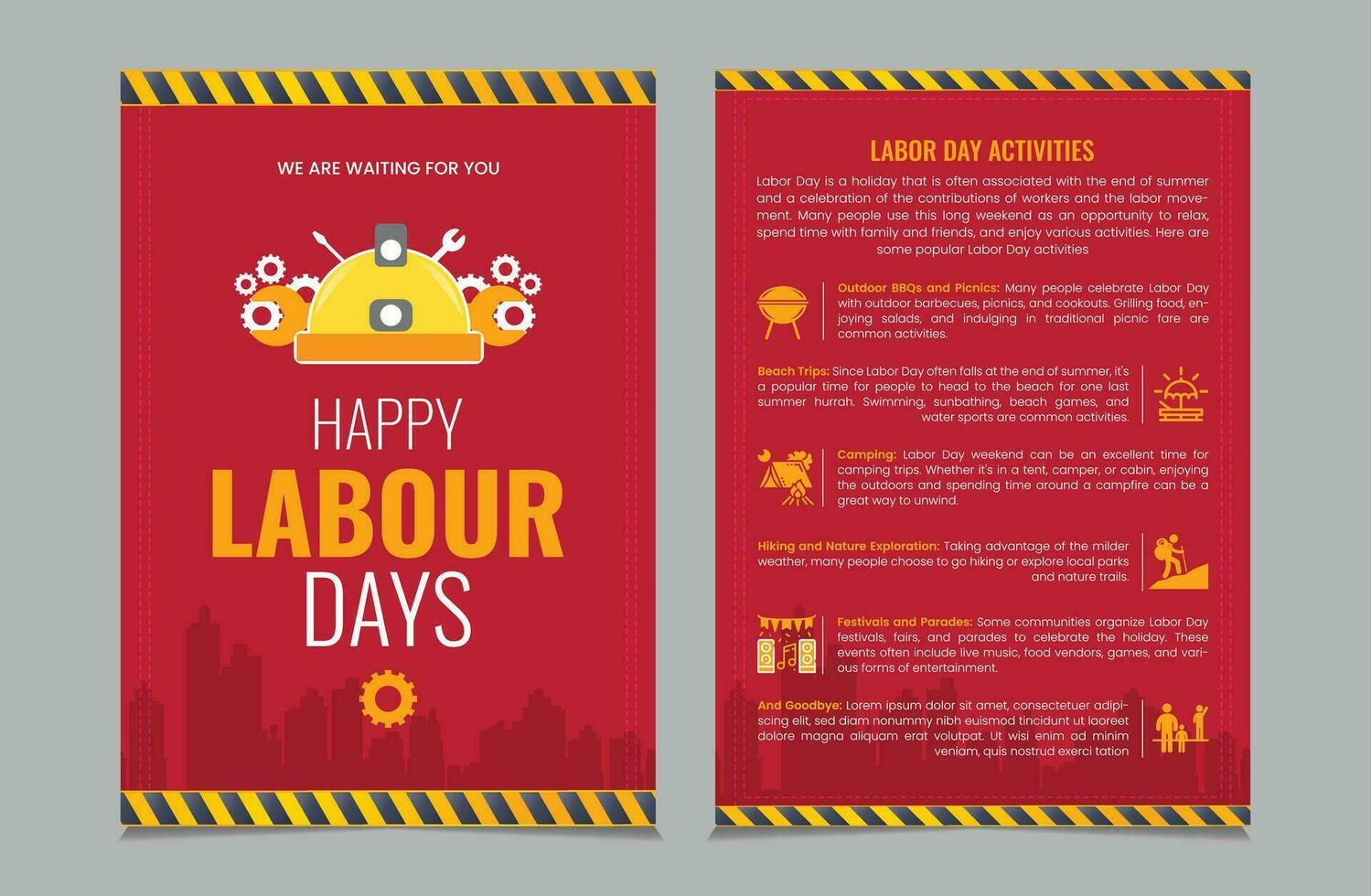 Labor day activity layout template, labour day a4 poster or flyer template, vector illustration eps 10