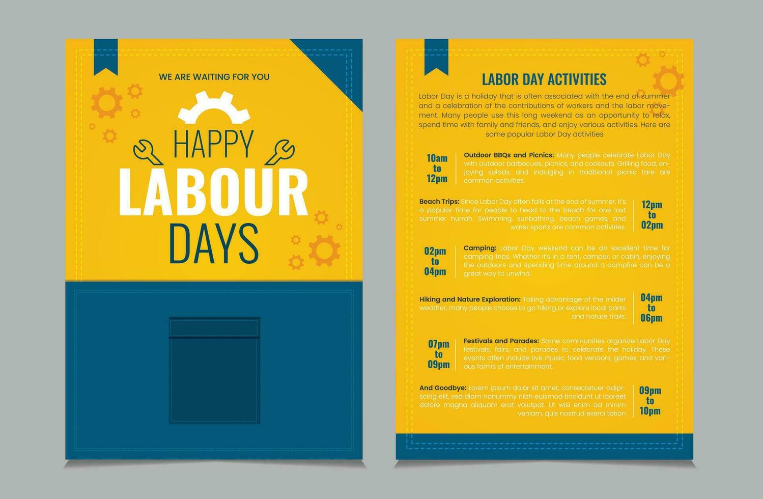 Labor day activity layout template, labour day a4 poster or flyer template, vector illustration eps 10