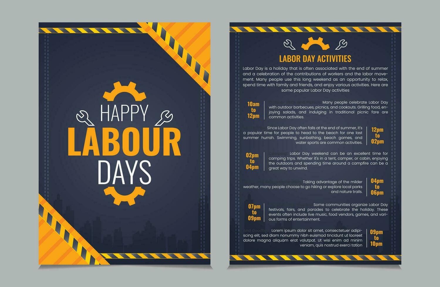 Labor day activity layout template, labour day a4 poster or flyer template, vector illustration eps 10