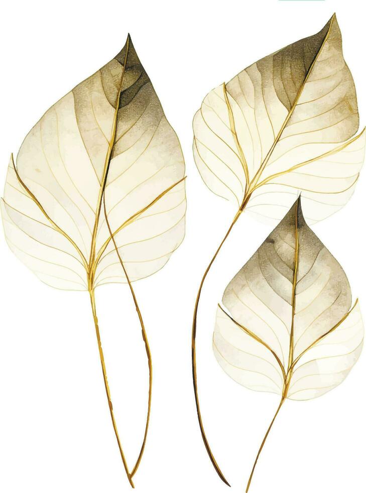 abstract pattern golden leaves, boho style. vector