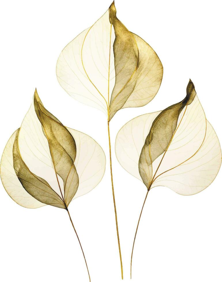 abstract pattern golden leaves, boho style. vector