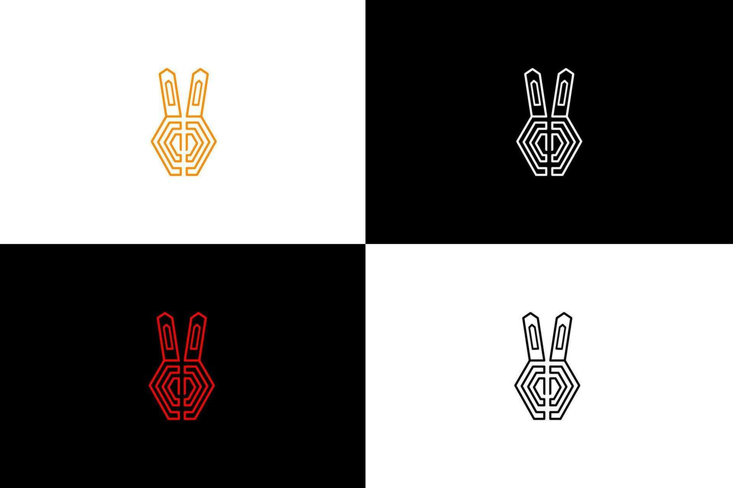 Rabbit monogram logo, where the grace of the rabbit form intertwines seamlessly with classic initials, creating a symbol of elegance and agility vector