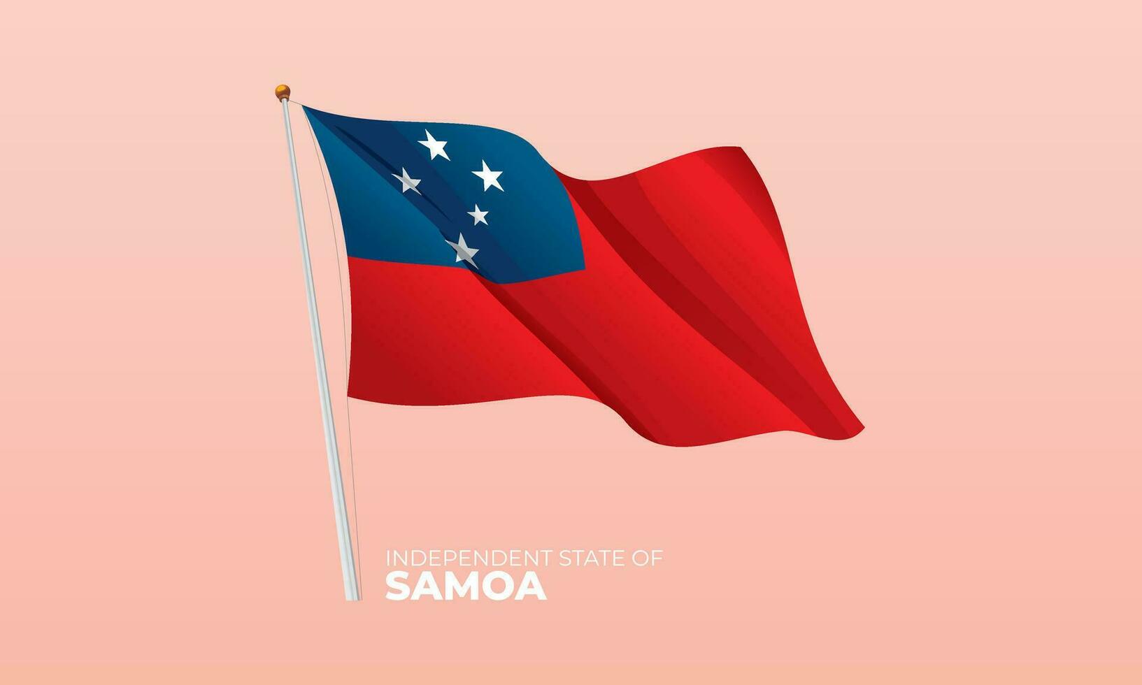 Samoa flag waving at the flagpole. Vector 3D