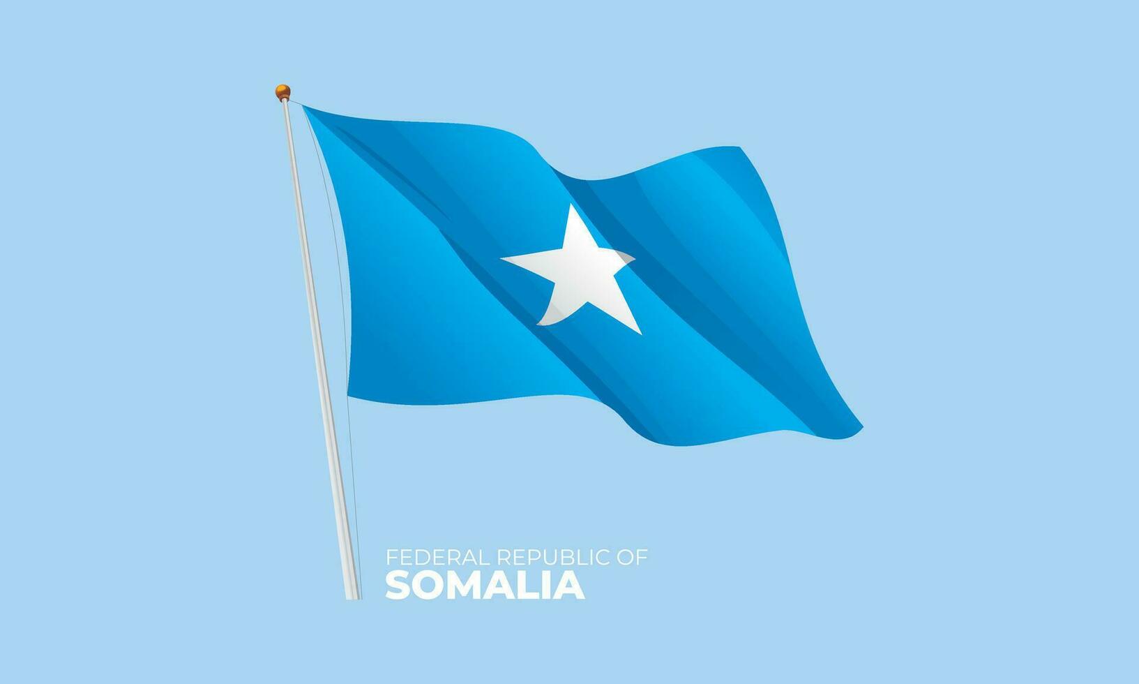 Somalia flag waving at the flagpole. Vector 3D