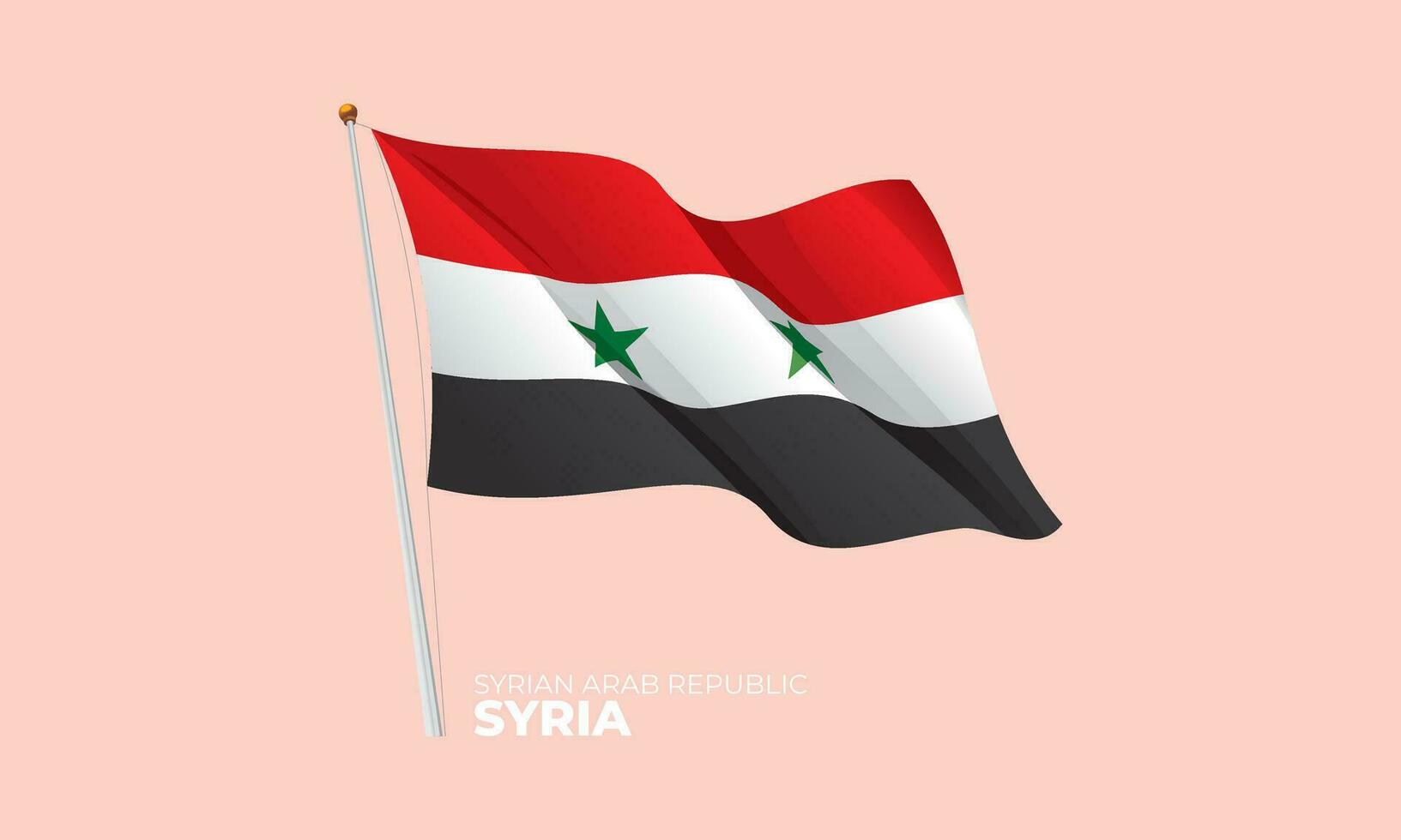 Syria flag waving at the flagpole. Vector 3D